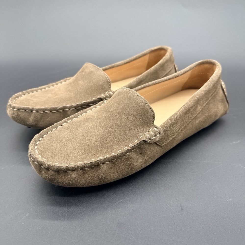 Quince Womens 7 Suede Driving Loafers Taupe Brown Moccasin Slip On Shoes - Picture 2 of 11